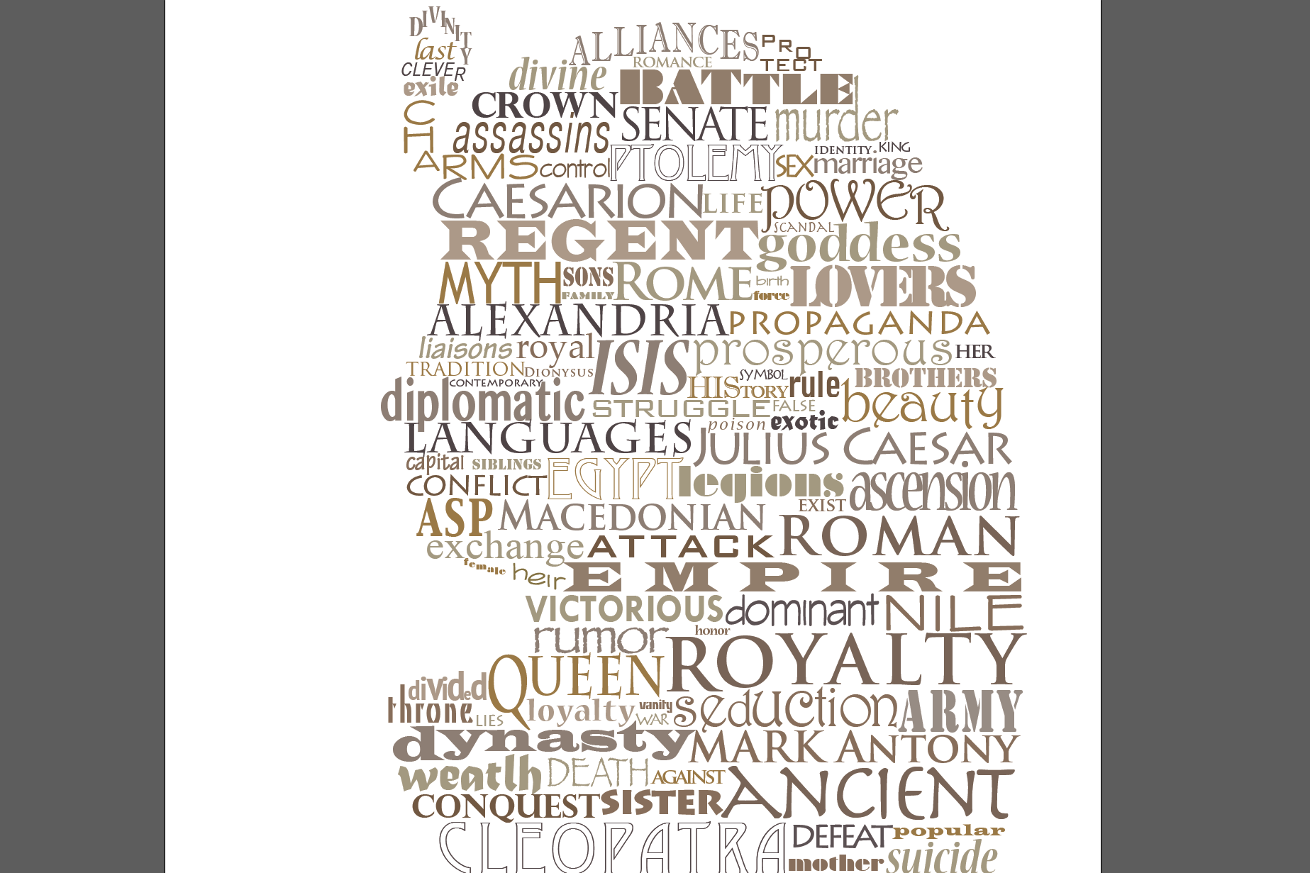 silhouette of Cleopatra with typography